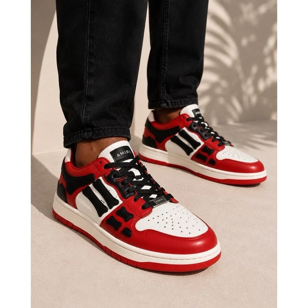 Gently used Size 13- AMIRI Skel Top Low Red/White/Black AW22MFS003-610 Sneakers